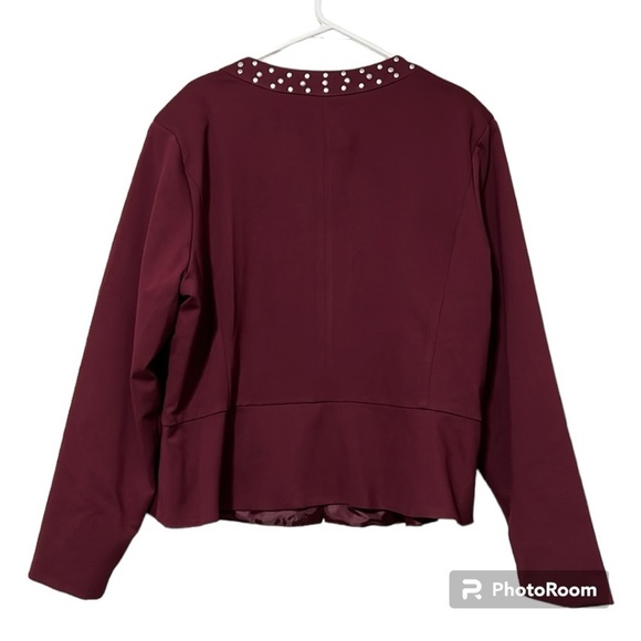 ASHLEY STEWART size 24 studded peplum full zip purple plum jacket long sleeve - Picture 4 of 11